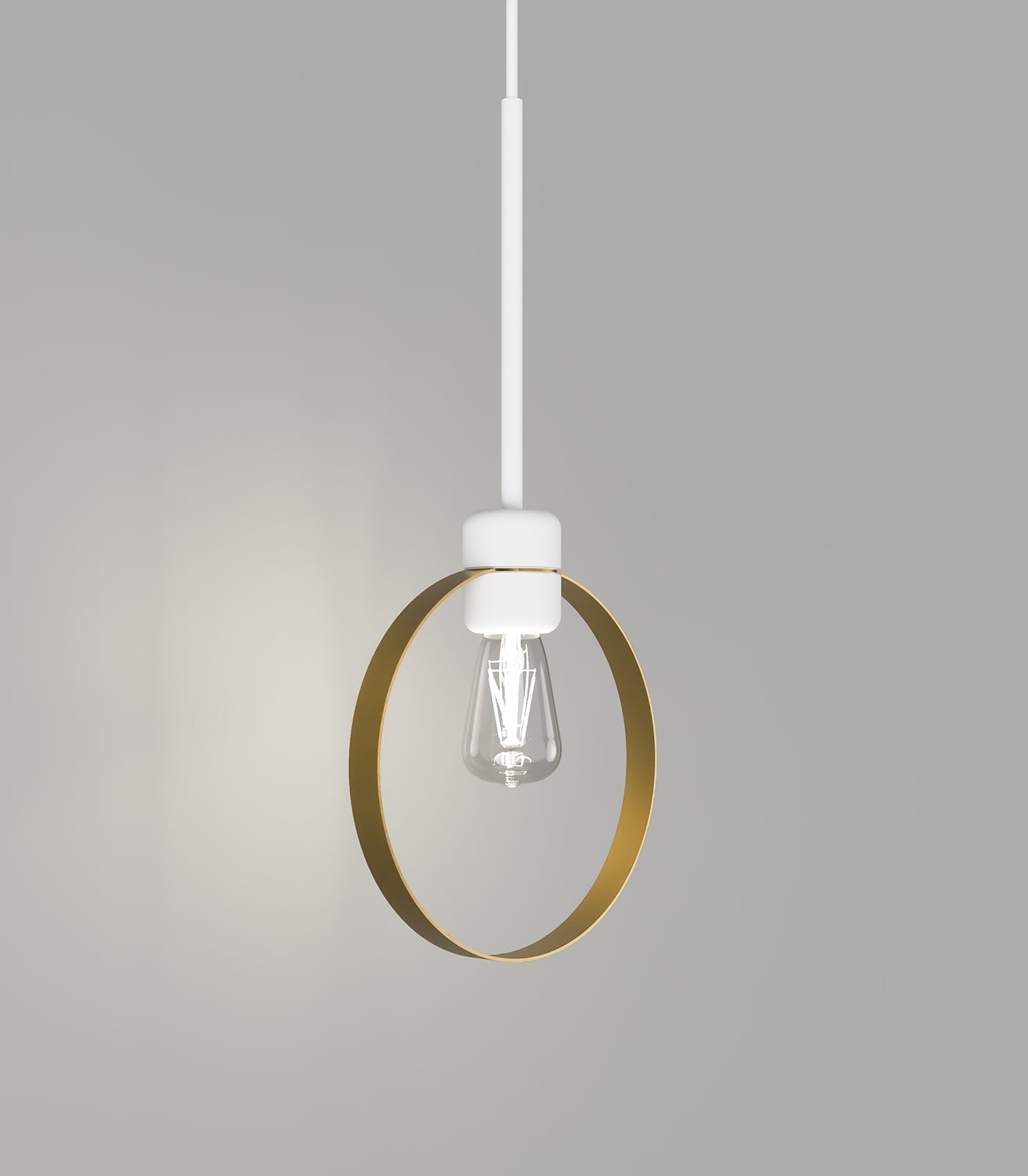 Parlour Lite Ring Pendant Light White & Old Brass - LR.i02.26.WH + LR.A35.RNG.OB