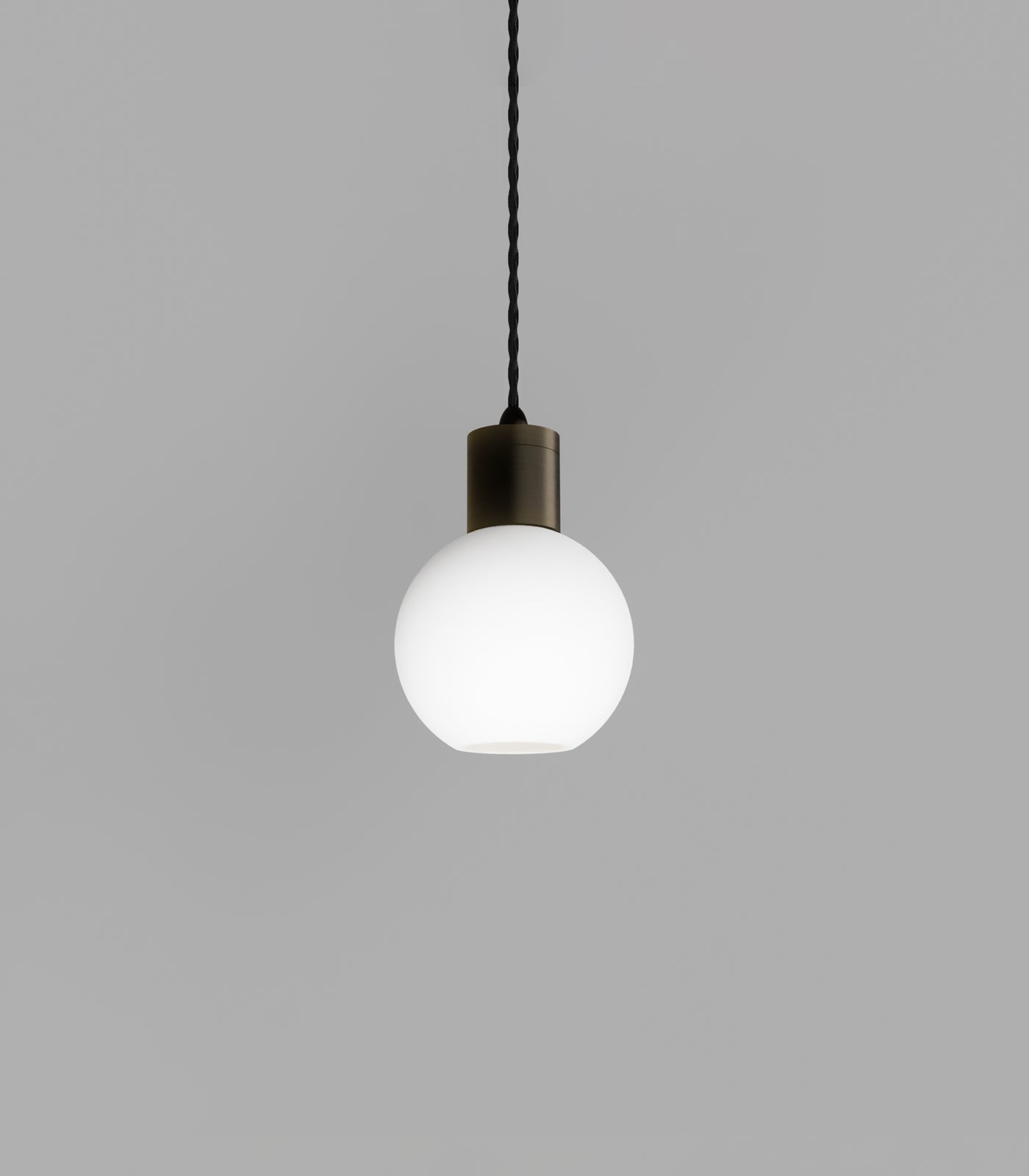 Parlour Sphere Pendant Light Iron & White - LR.i02.25.IRN + LR.A01.004.WH