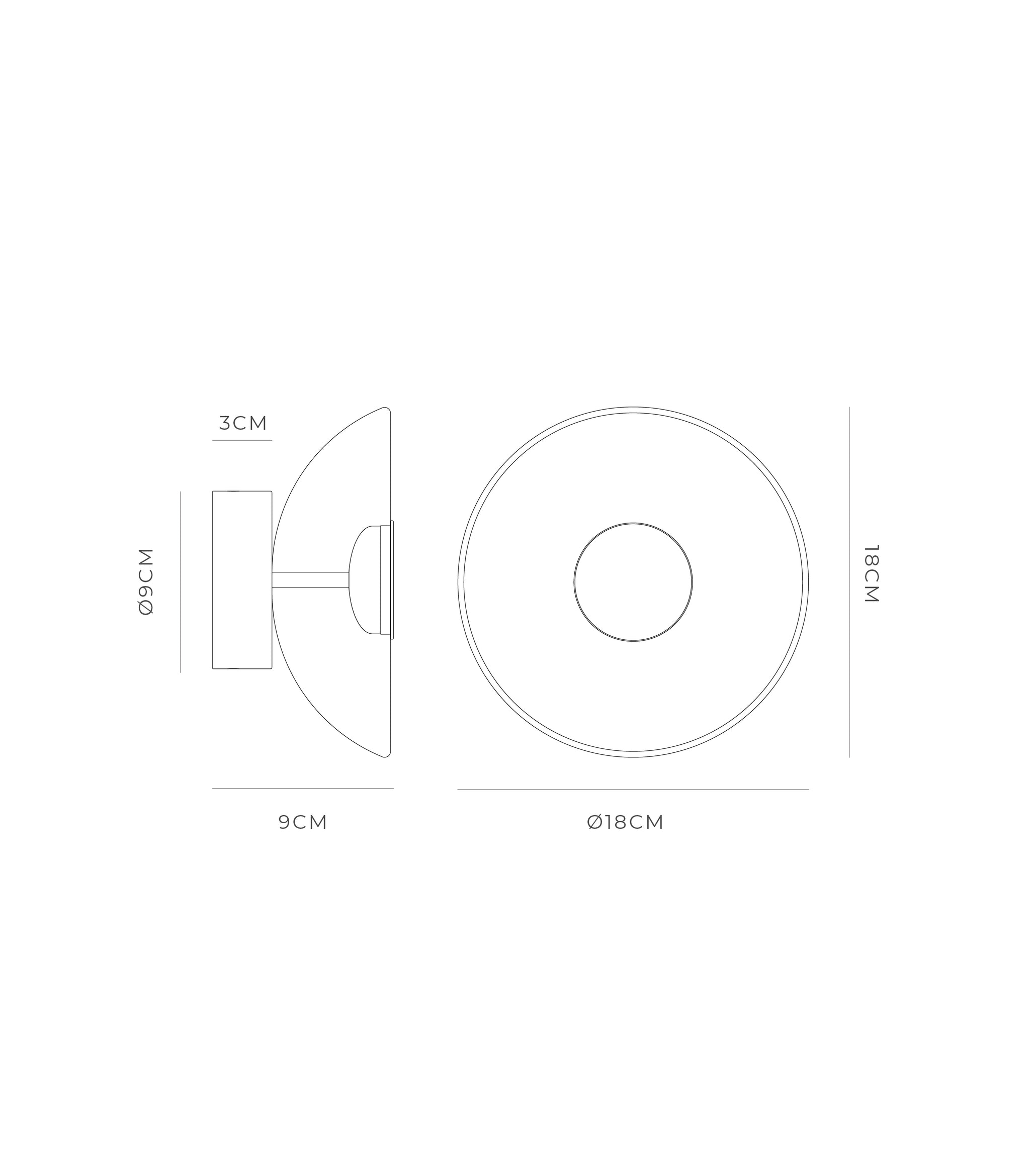 Dome Aluminium LED Air Wall Light Clear 4W 2700K - LR.i01.70.DM.CL.OB