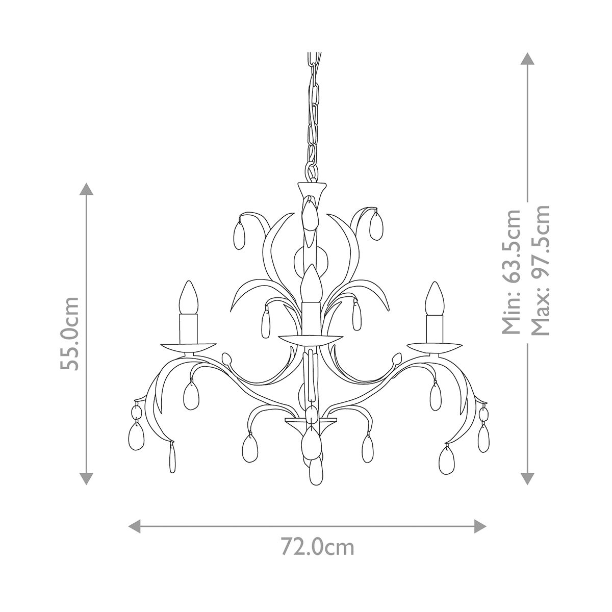 Lily 3 Light Chandelier Bronze Patina - LL3-ANT-BRZ