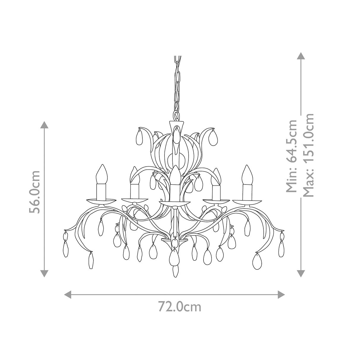 Lily 5 Light Chandelier Bronze Patina - LL5-ANT-BRZ