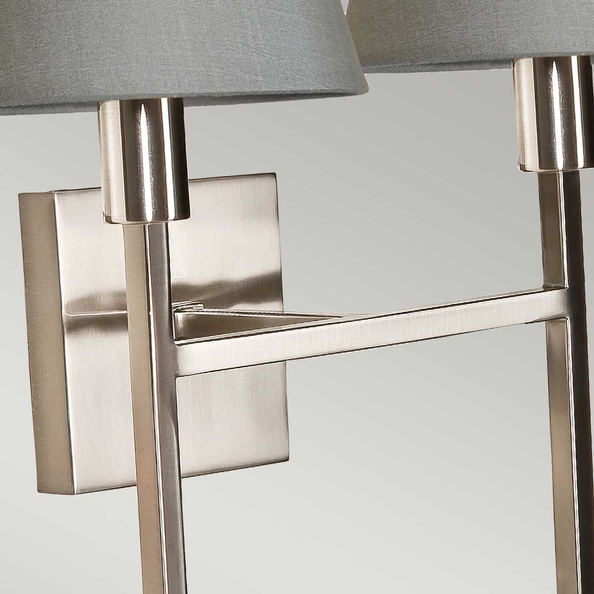 Lucerne 2 Light Wall Light Brushed Nickel & Grey Shades - LUCERNE-2LT