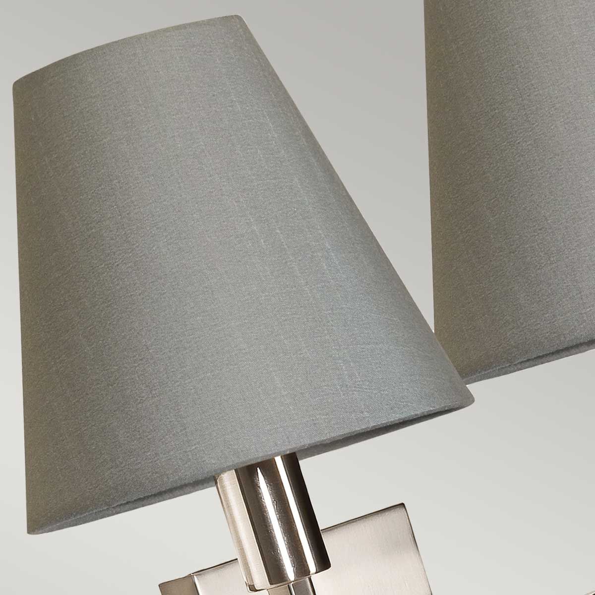 Lucerne 2 Light Wall Light Brushed Nickel & Grey Shades - LUCERNE-2LT