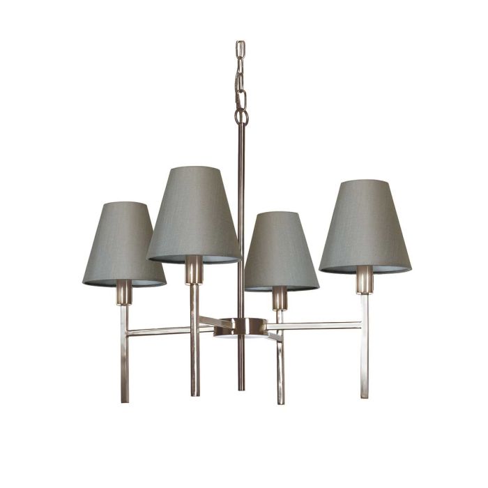 Lucerne 4 Light Chandelier Brushed Nickel & Grey Shades - LUCERNE-4LT