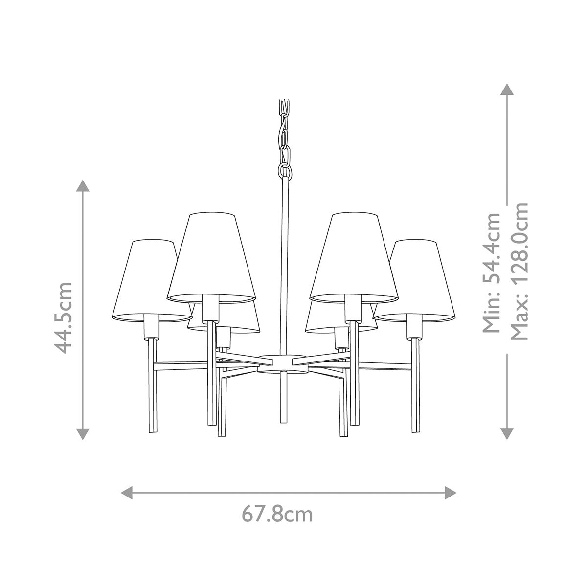 Lucerne 6 Light Chandelier Brushed Nickel & Grey Shades - LUCERNE-6LT