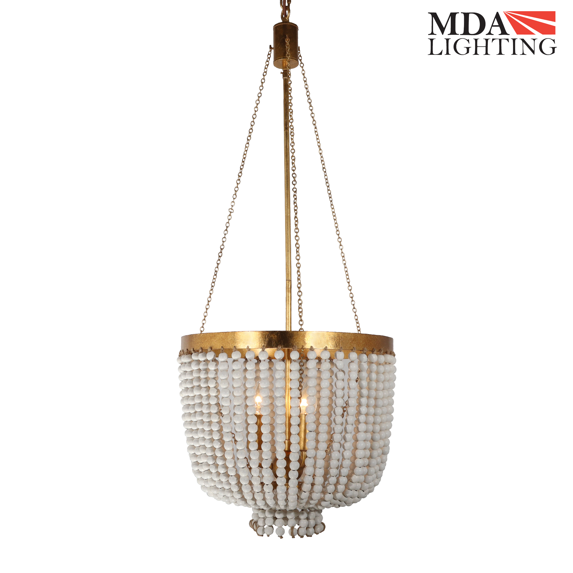 Maddisson 3 Light Pendant Whitewash & Gold - MDAMAD3WWGD
