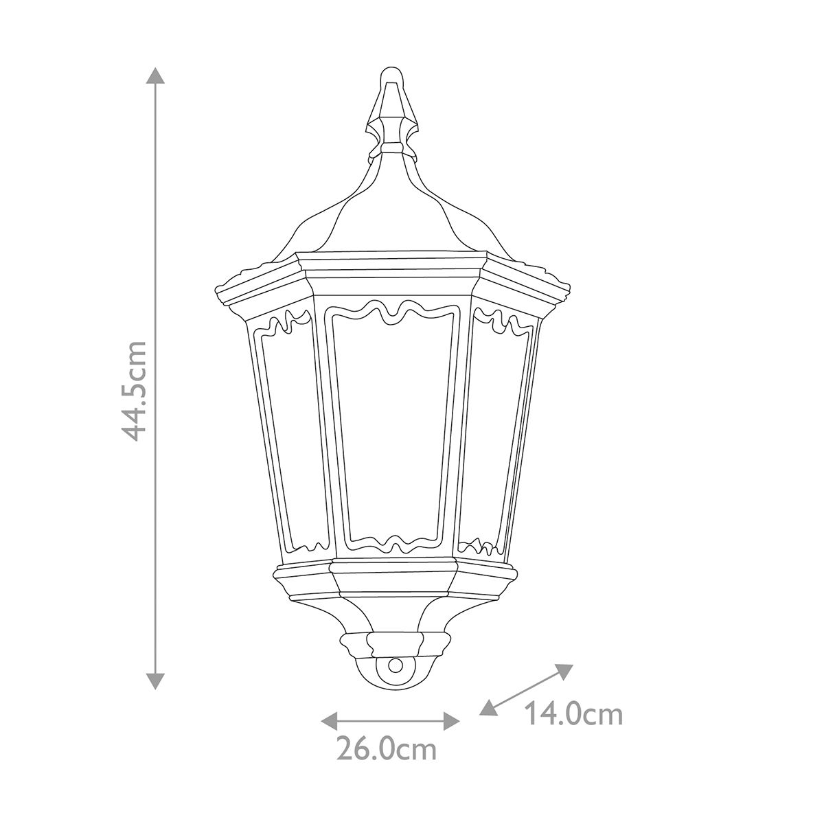 Medstead Half Lantern Black - MD7-BLACK