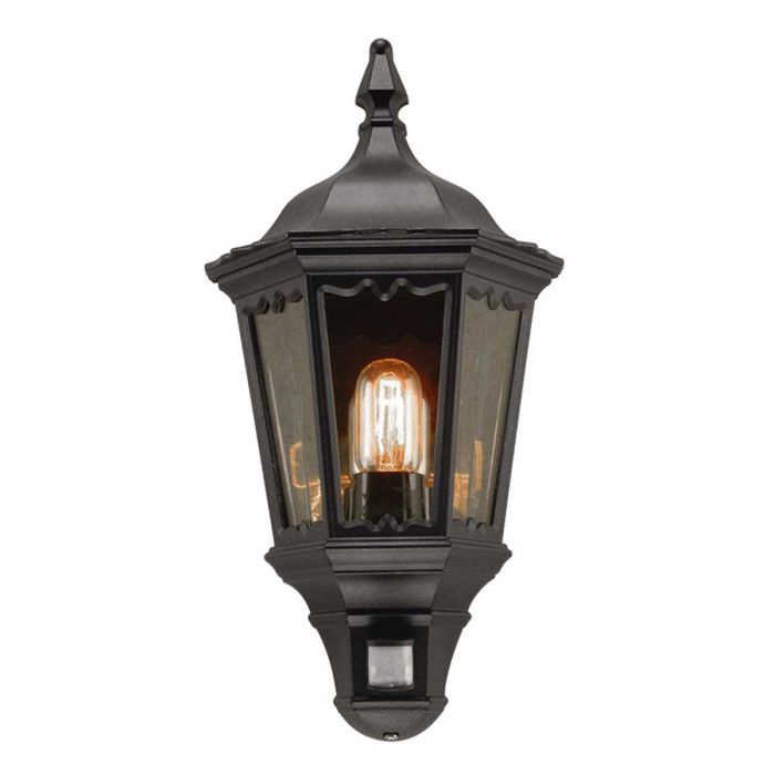 Medstead Half Lantern with PIR Black - MD7-PIR-BLACK