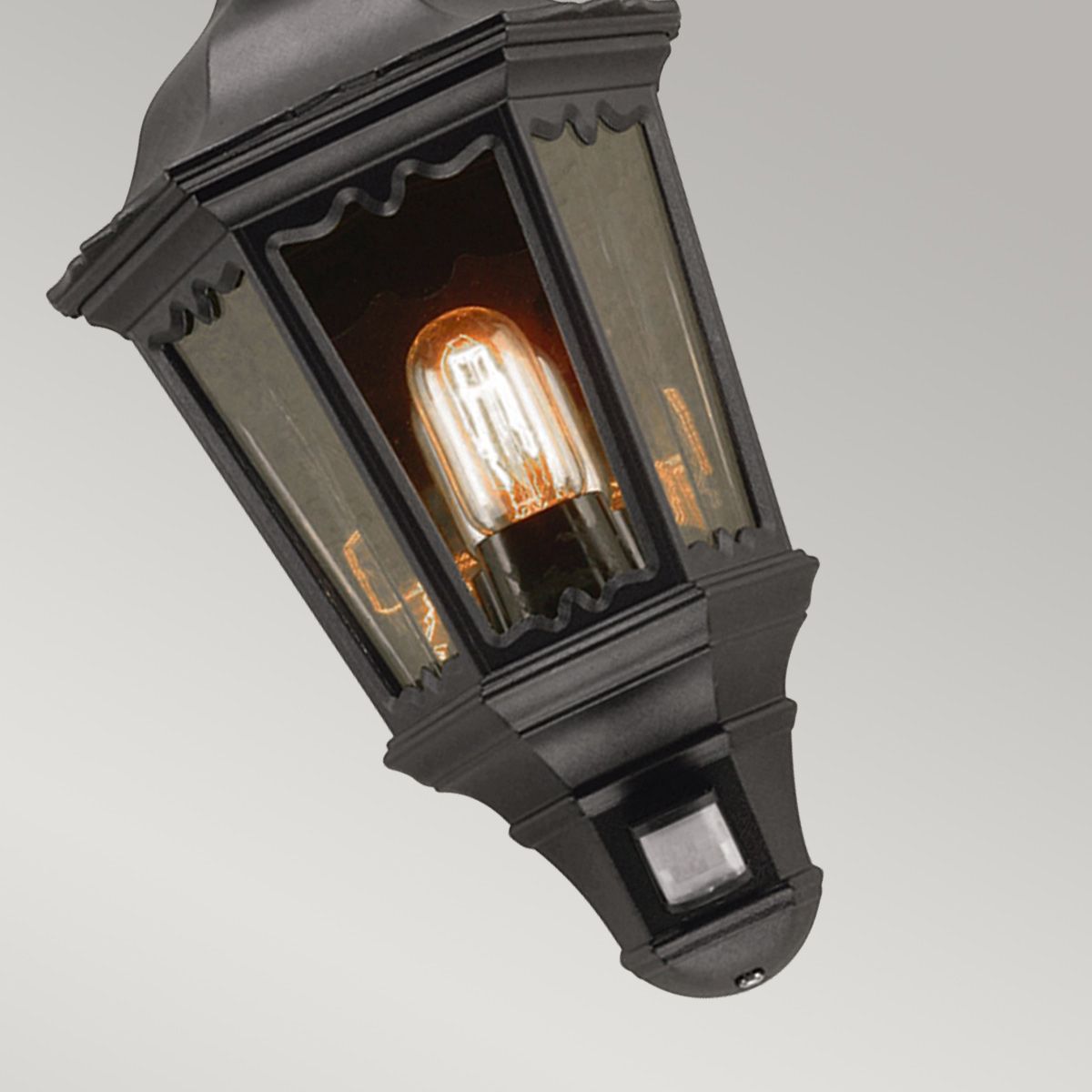 Medstead Half Lantern with PIR Black - MD7-PIR-BLACK