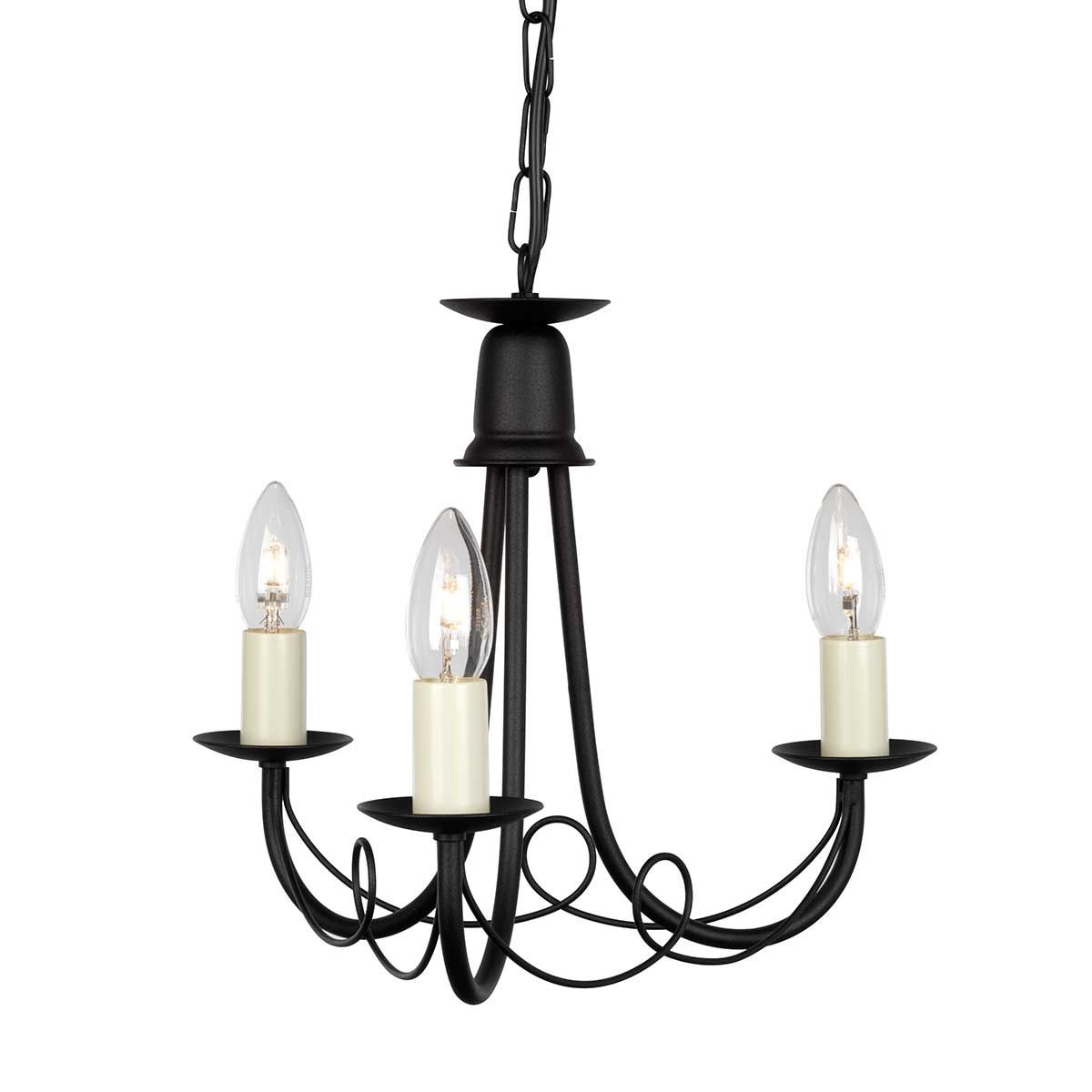 Minster 3 Light Chandelier Black - MN3-BLACK