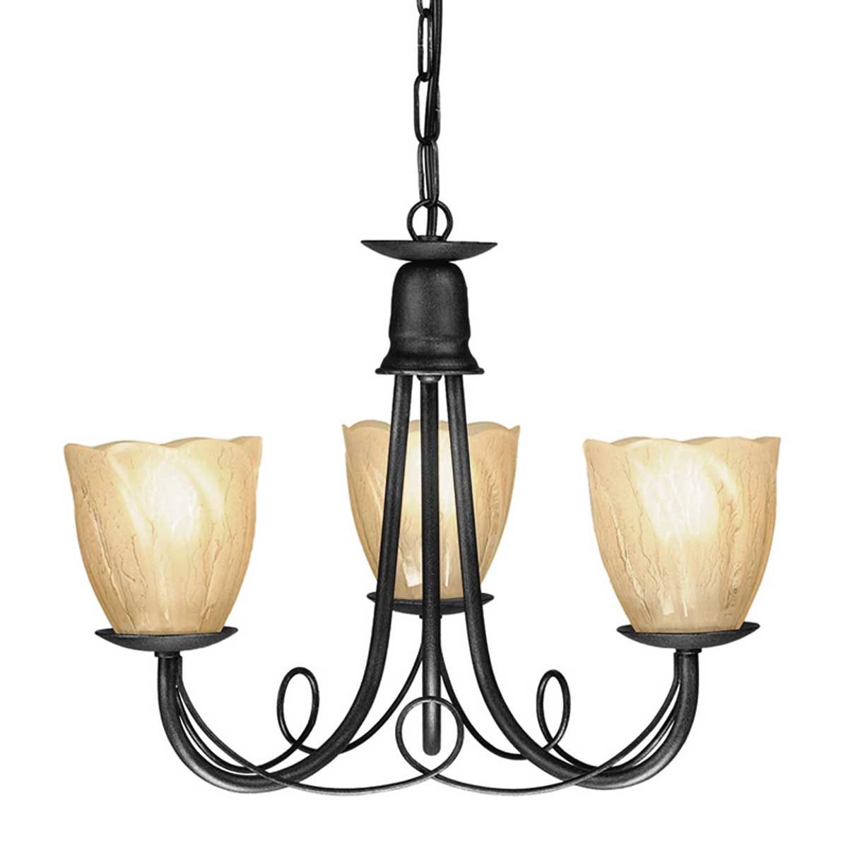 Minster 3 Light Chandelier Black - MN3-BLACK