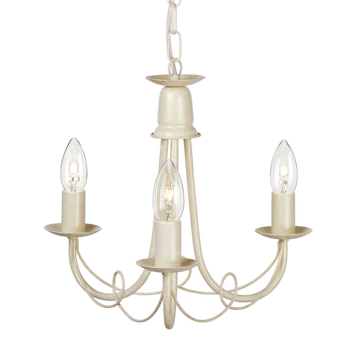 Minster 3 Light Chandelier Ivory & Gold Patina - MN3-IV-GOLD