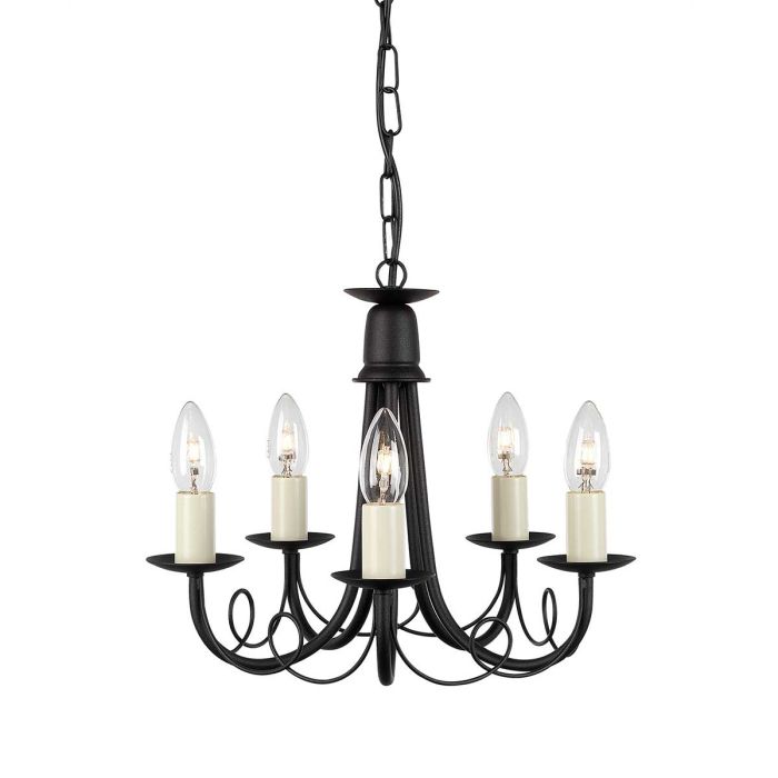 Minster 5 Light Chandelier Black - MN5-BLACK