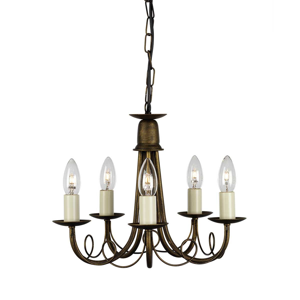 Minster 5 Light Chandelier Black & Gold Patina - MN5-BLK-GOLD