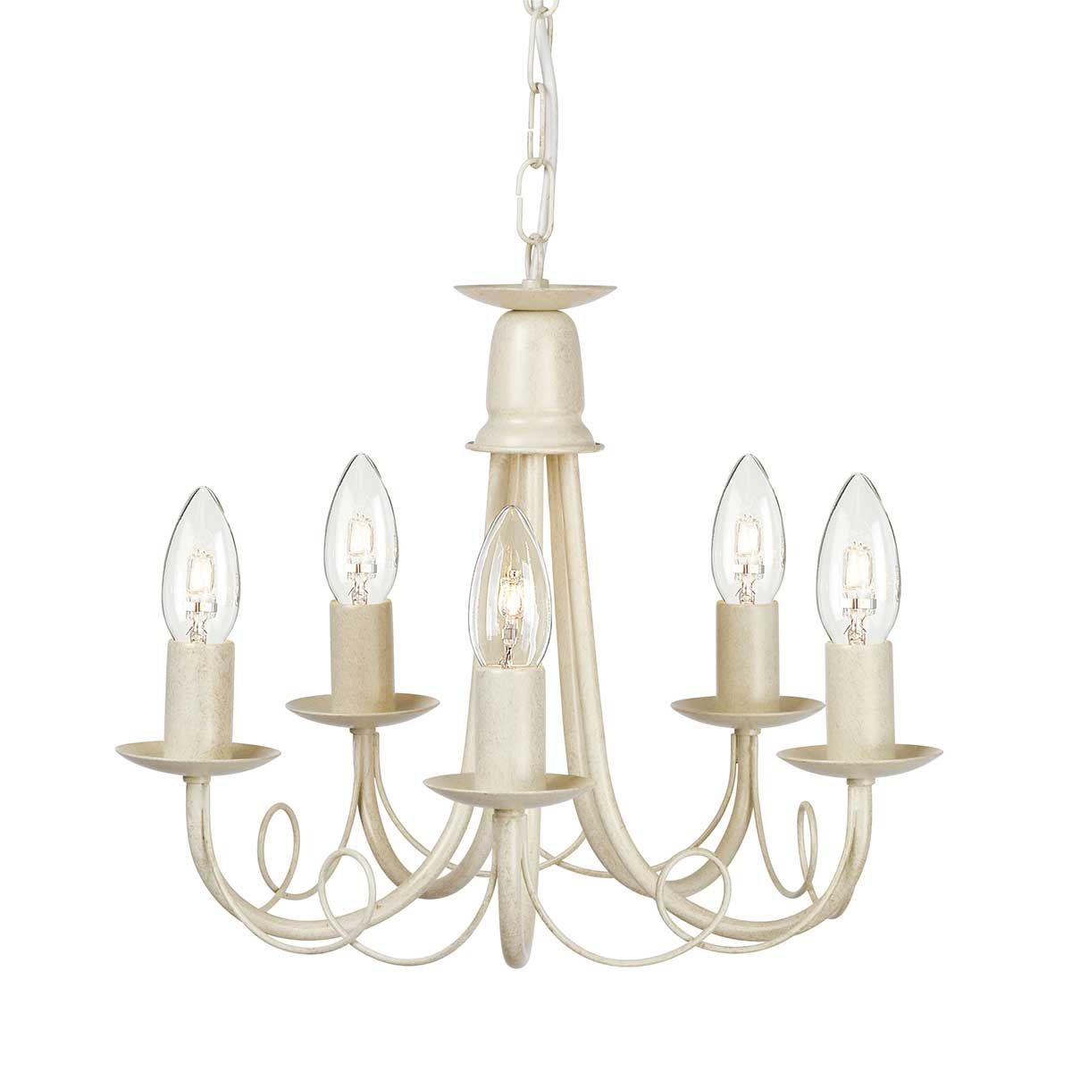 Minster 5 Light Chandelier Ivory & Gold Patina - MN5-IV-GOLD