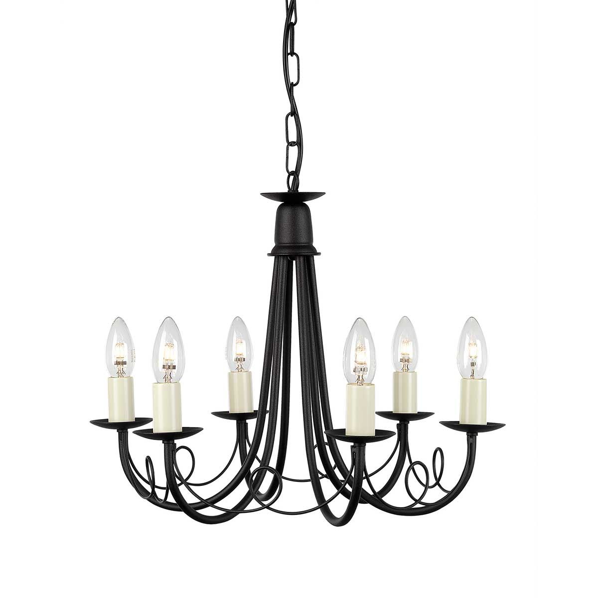 Minster 6 Light Chandelier Black - MN6-BLACK