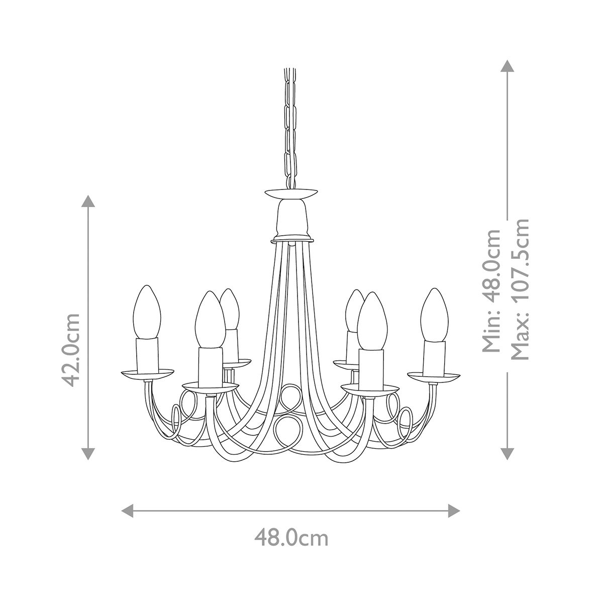 Minster 6 Light Chandelier Black - MN6-BLACK