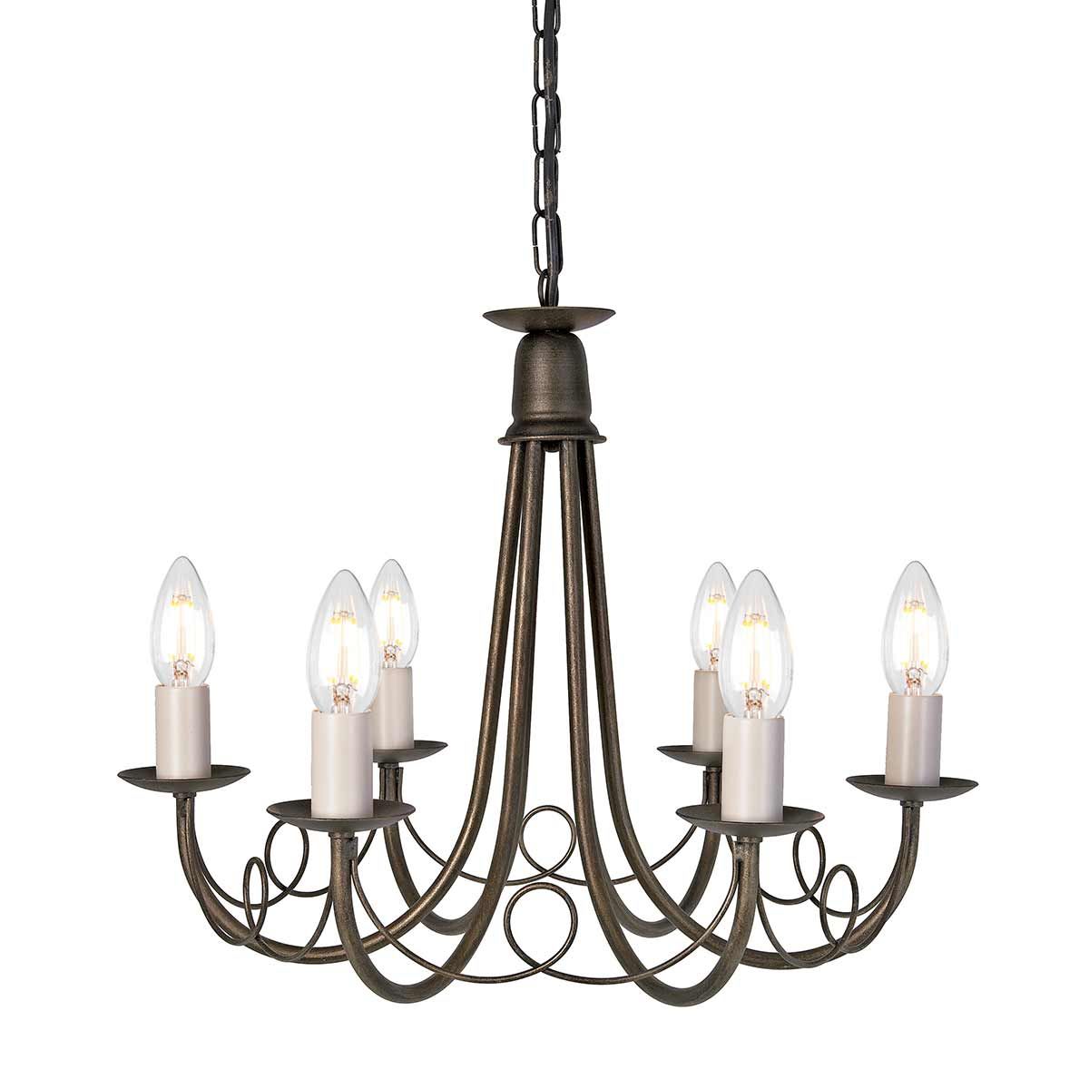 Minster 6 Light Chandelier Black & Gold Patina - MN6-BLK-GOLD