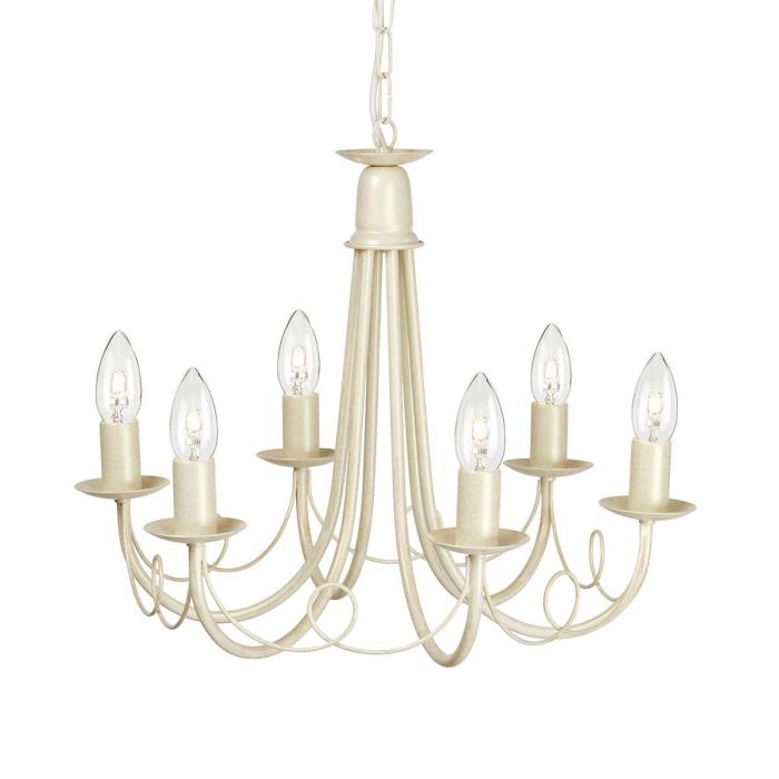 Minster 6 Light Chandelier Ivory & Gold Patina - MN6-IV-GOLD