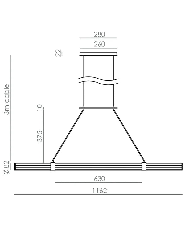 Niro Linear LED Pendant 30W 2700K Matte Brass & Walnut - ARO.C1314/NEG