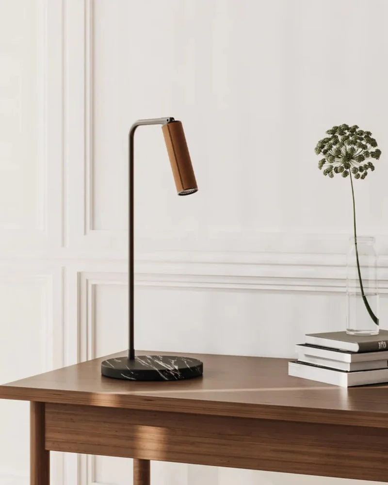 Tura LED Table Lamp 5W 2700K Brown Leather - ARO.S1313/NEG-BRO