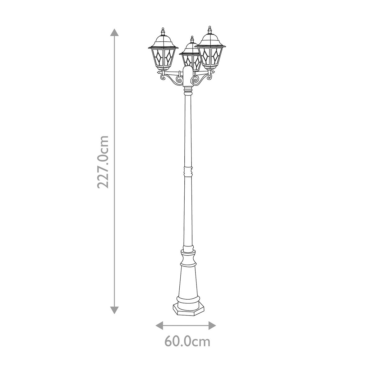 Norfolk 3 Light Post Light Black - NR8-BLK