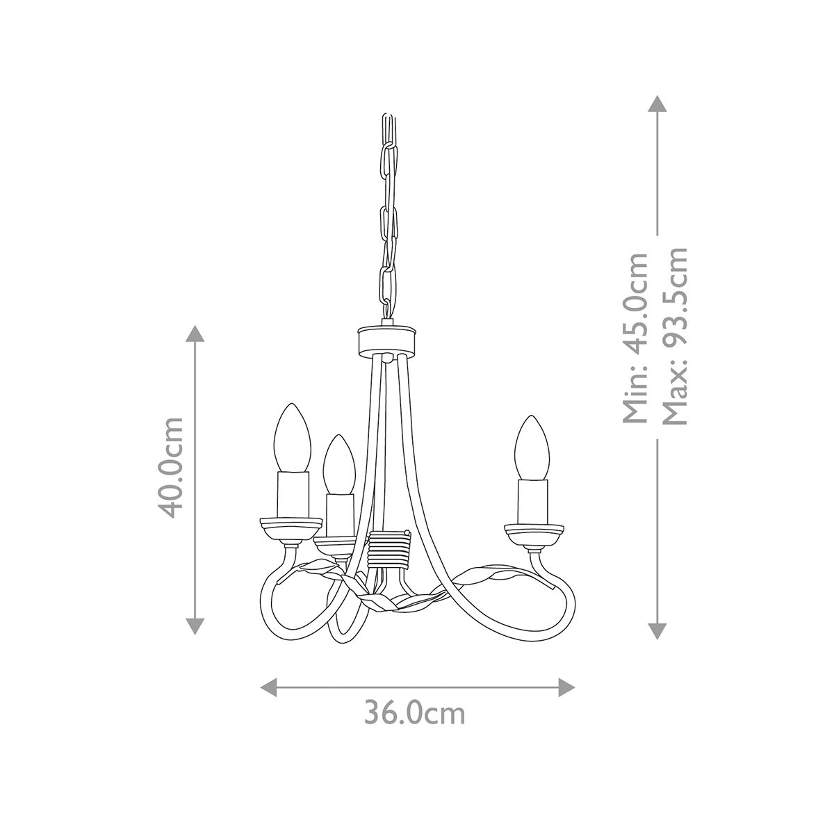 Olivia 3 Light Chandelier Ivory & Gold Patina - OV3-IVORY-GOLD