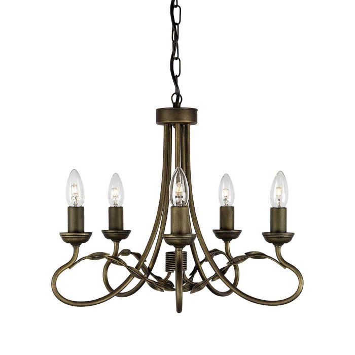 Olivia 5 Light Chandelier Black & Gold Patina - OV5-BLK-GOLD