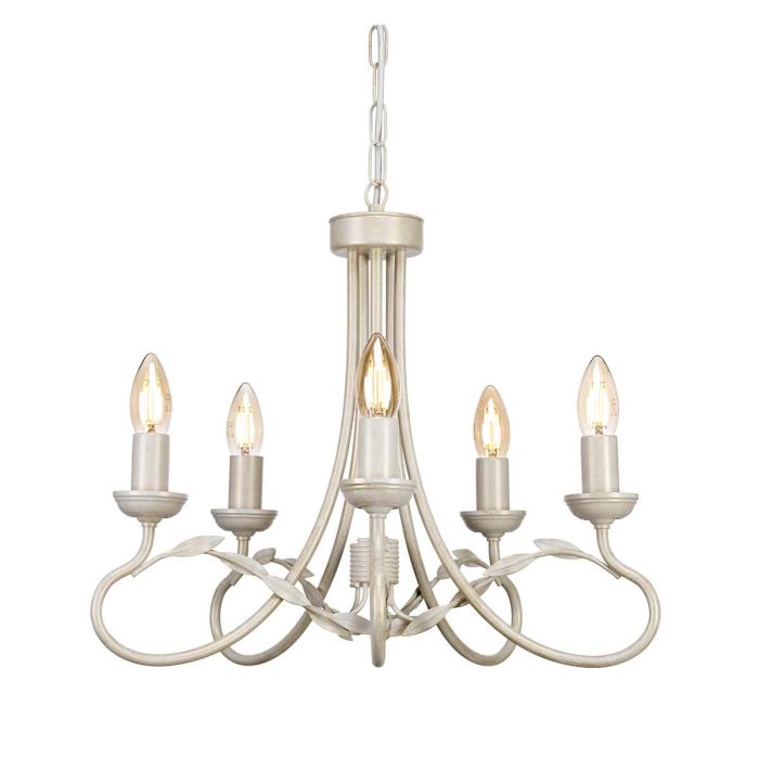 Olivia 5 Light Chandelier Ivory & Gold Patina - OV5-IVORY-GOLD