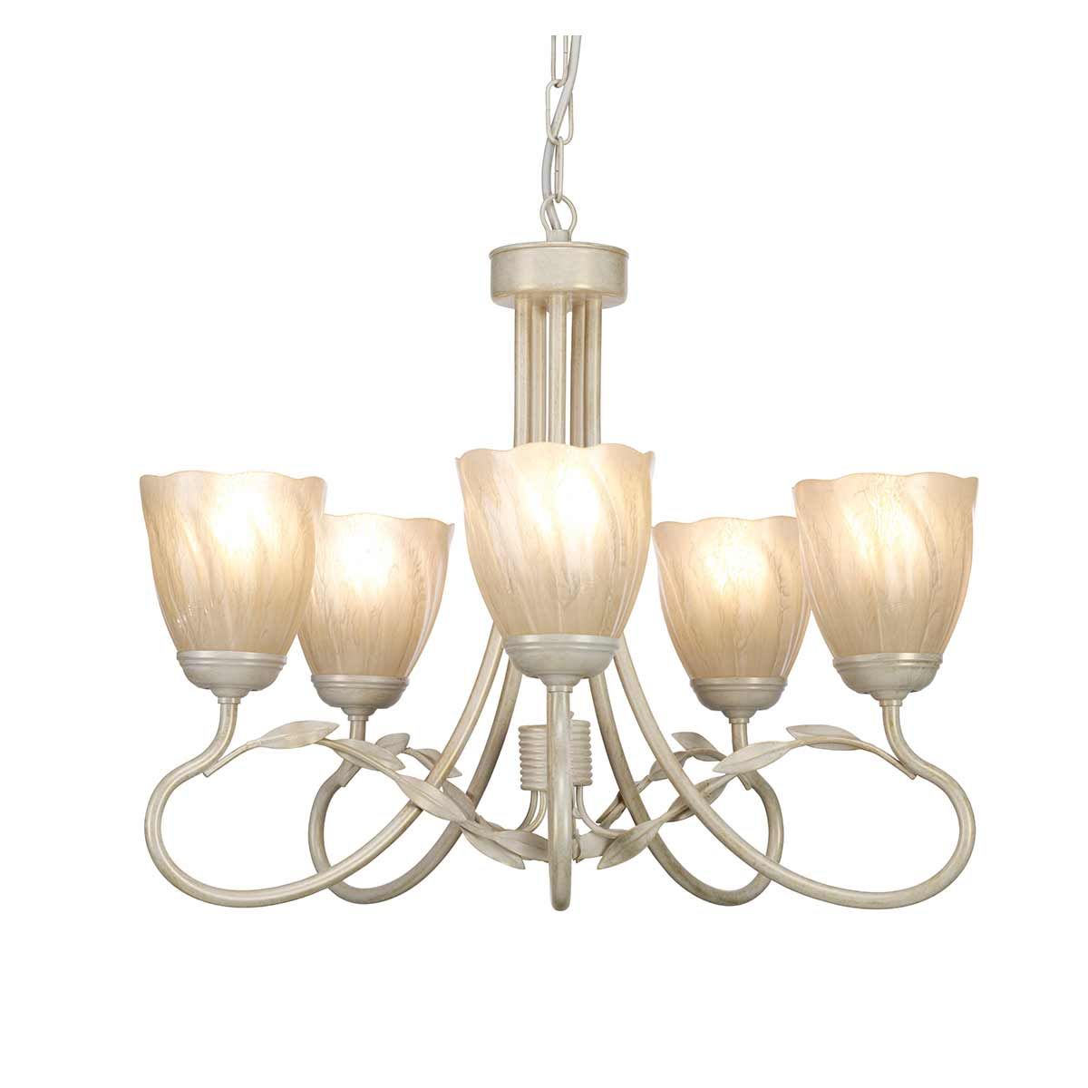 Olivia 5 Light Chandelier Ivory & Gold Patina - OV5-IVORY-GOLD