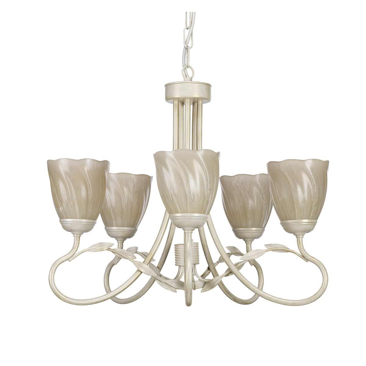 Olivia 5 Light Chandelier Ivory & Gold Patina - OV5-IVORY-GOLD