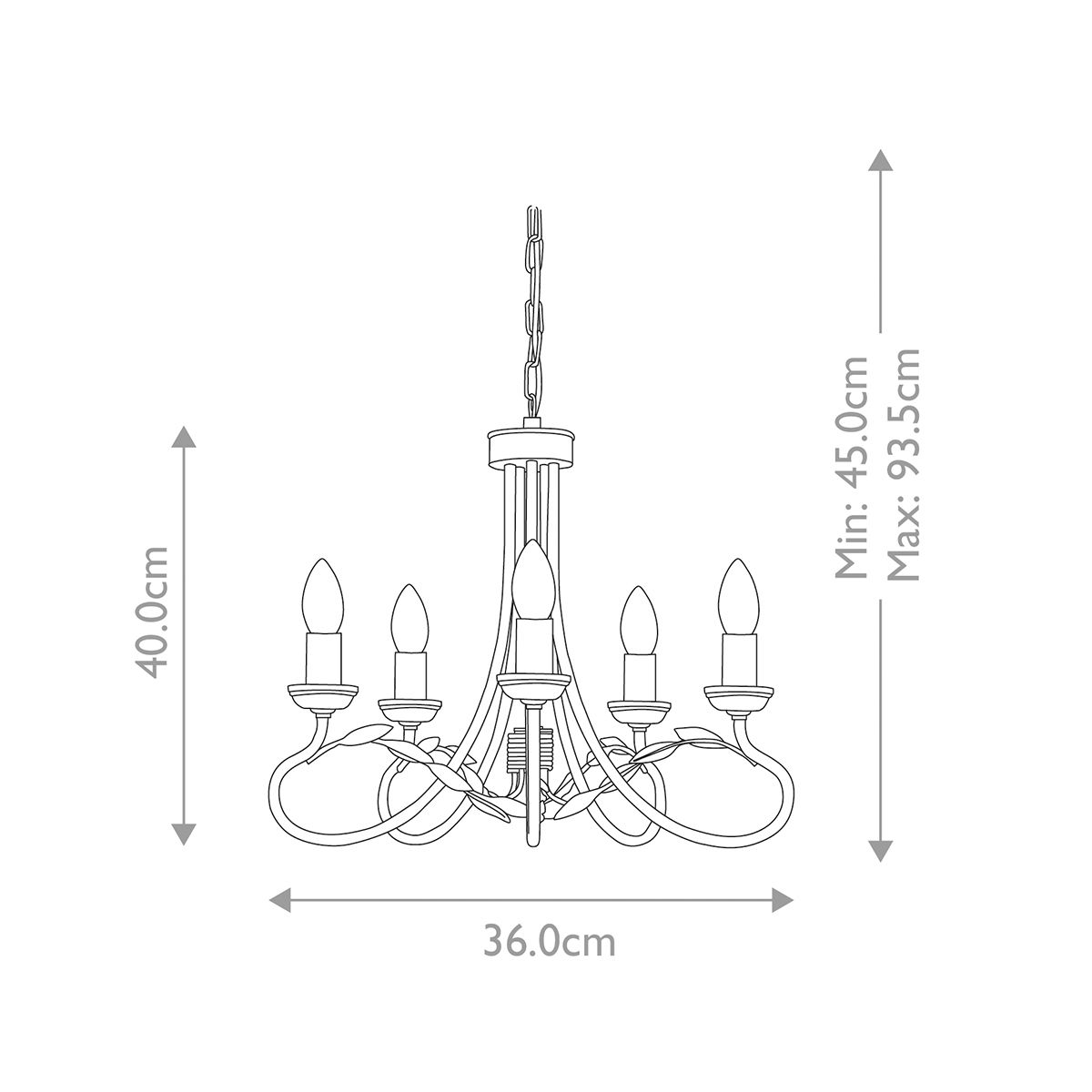 Olivia 5 Light Chandelier Ivory & Gold Patina - OV5-IVORY-GOLD