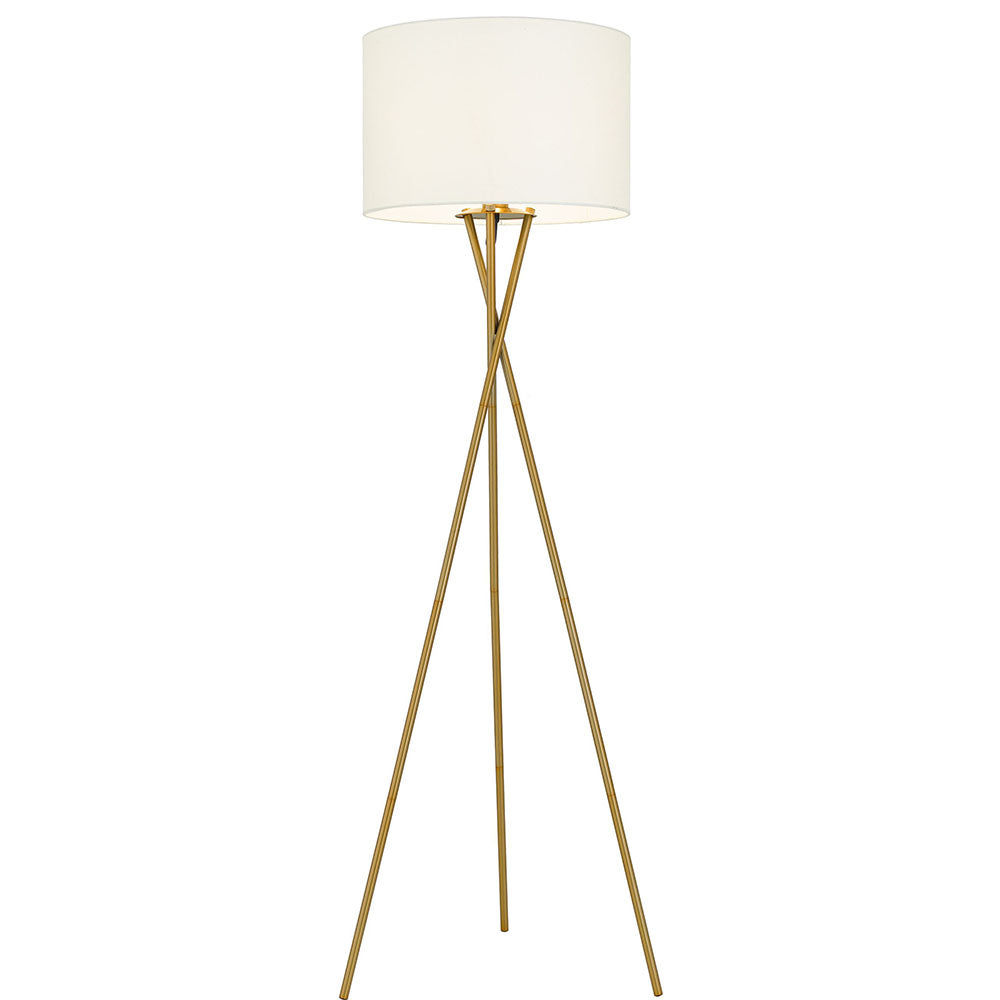 Denise 1 Light Floor Lamp Antique Gold & Ivory - DENISE FL-AGIV