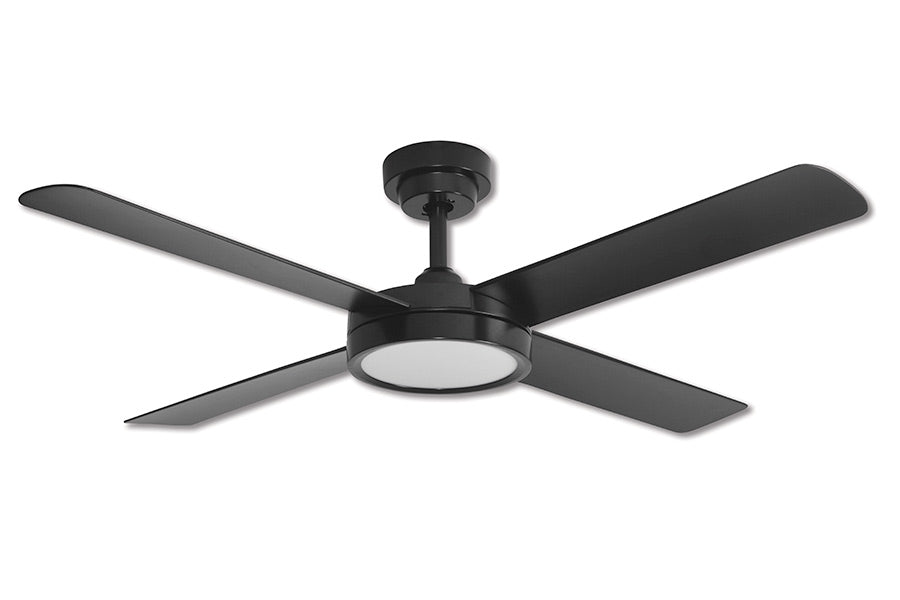 Pinnacle III DC Ceiling Fan 52" With LED Light 18W Tri Colour Matt Black - PL3206