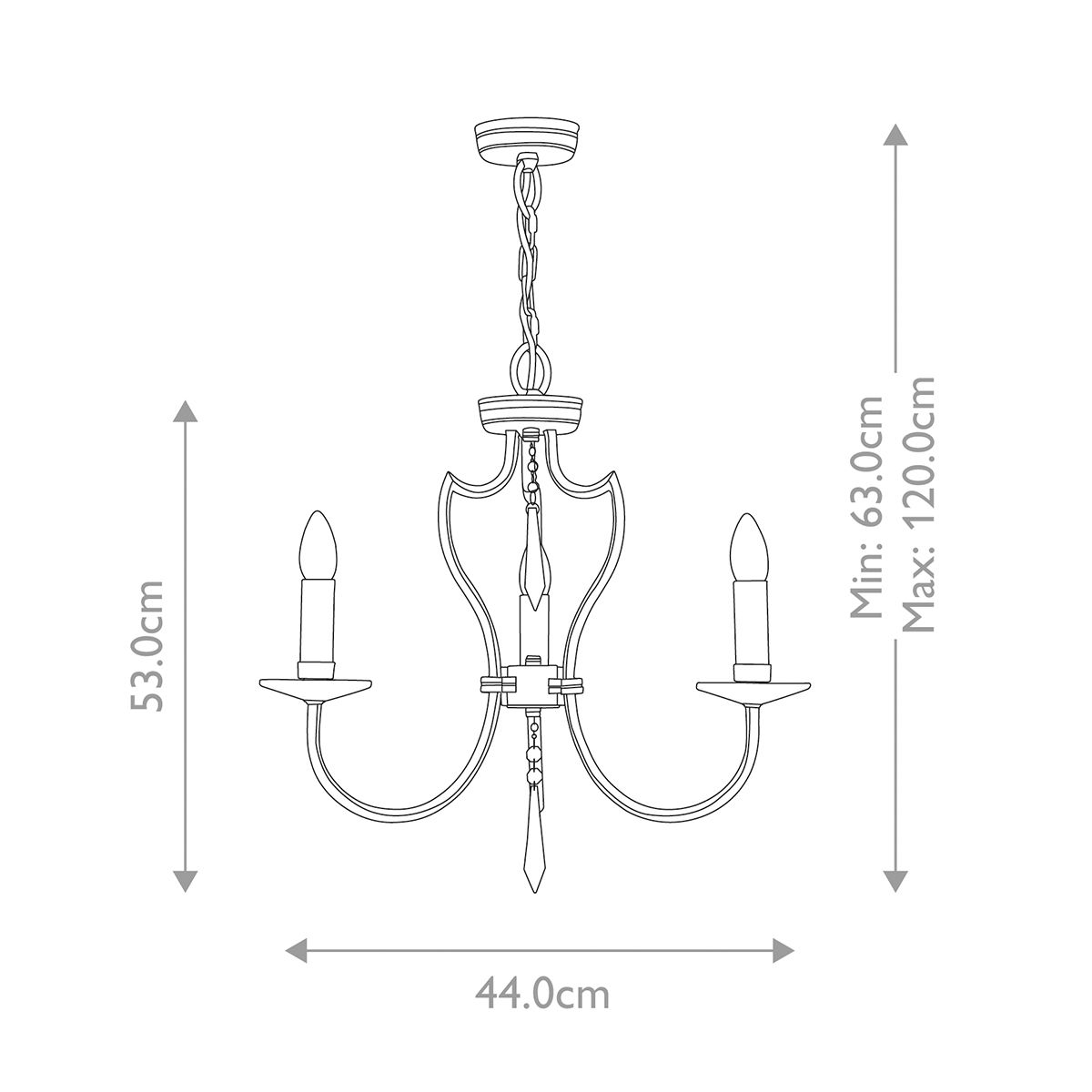 Pimlico 3 Light Chandelier Dark Bronze - PM3-DB