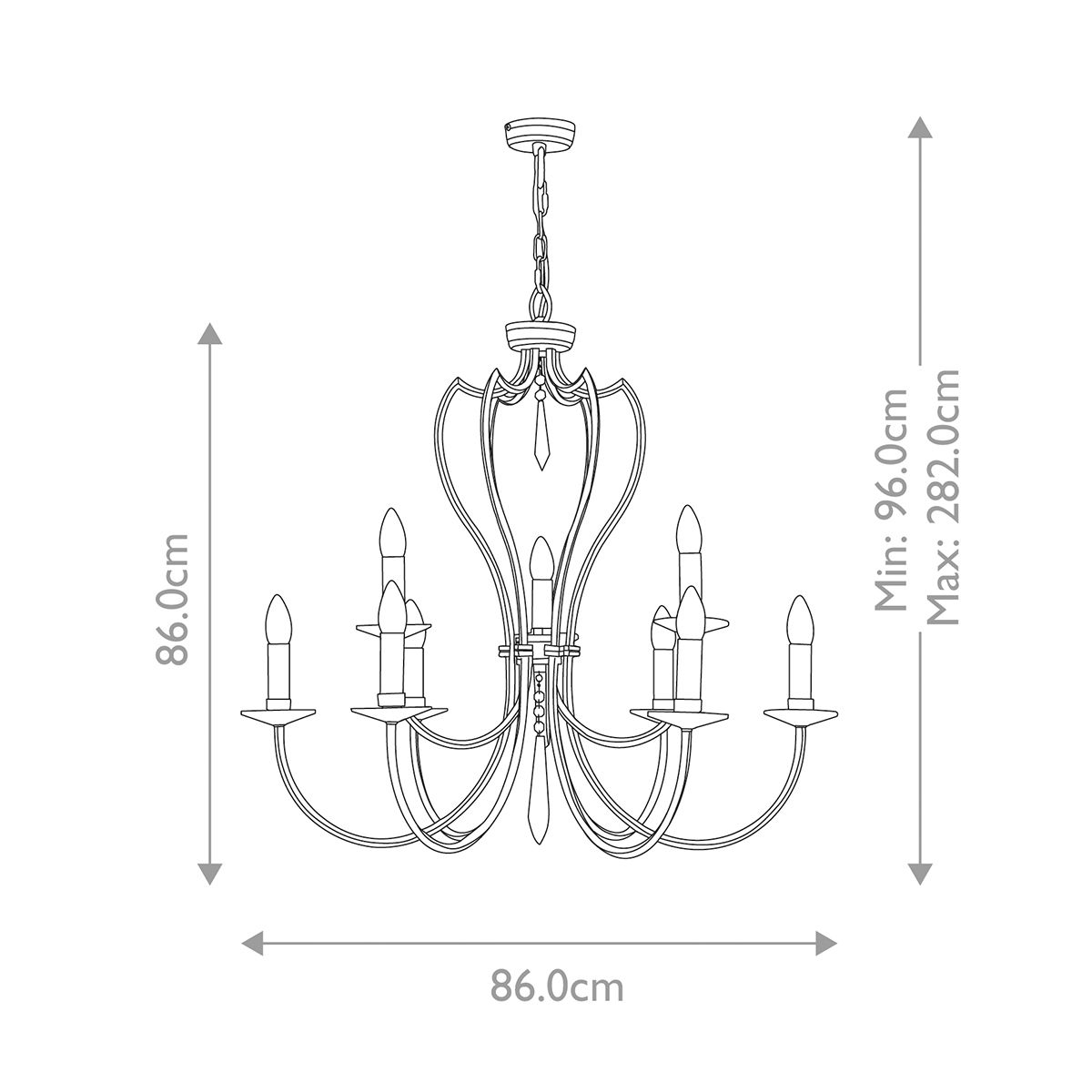 Pimlico 9 Light Chandelier Dark Bronze - PM9-DB