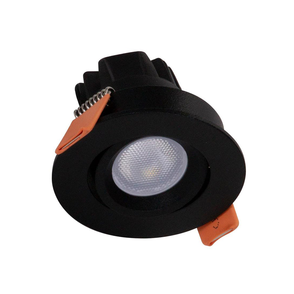 Pocket Round Recessed LED Tilt Downlight 3W Black Aluminium 3000K - 21179