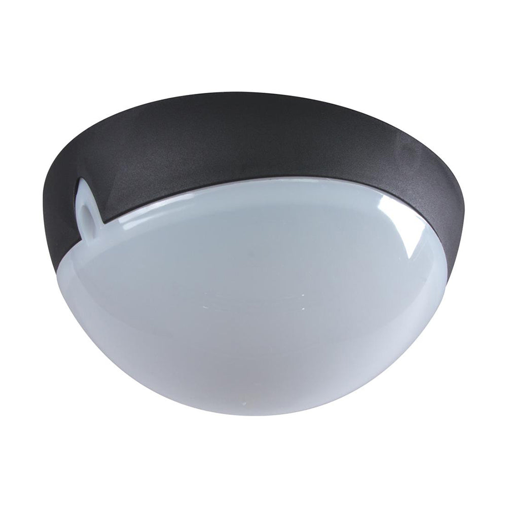Polydome Outdoor Close To Ceiling Light W250mm Black Polycarbonate - 18645