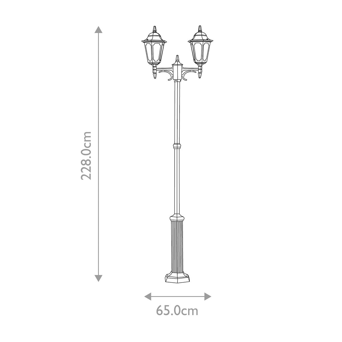 Parish 2 Light Post Light Black - PR8-BLACK