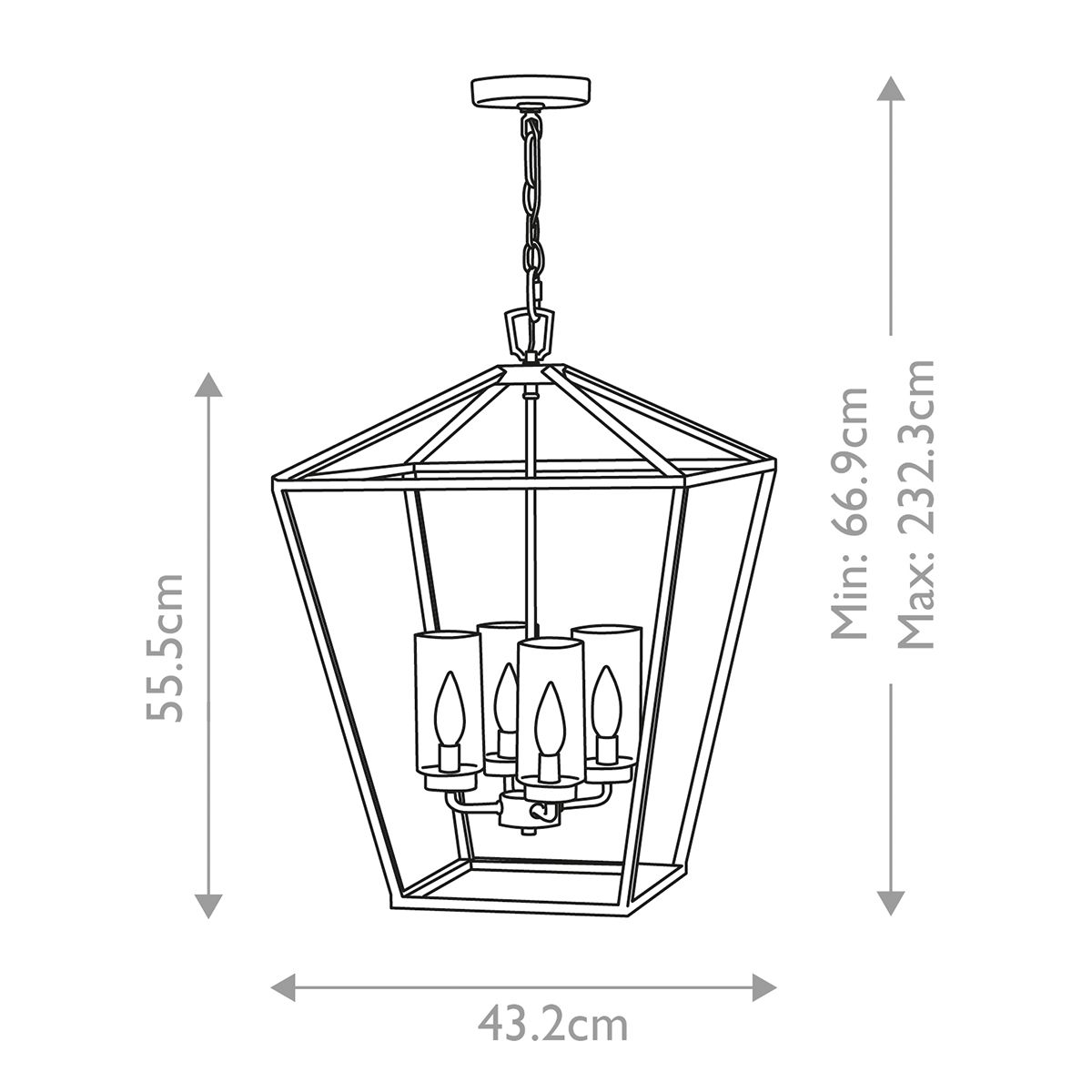 Alford Place 4 Light Pendant Museum Black & Clear - QN-ALFORD-PLACE-4P-MB