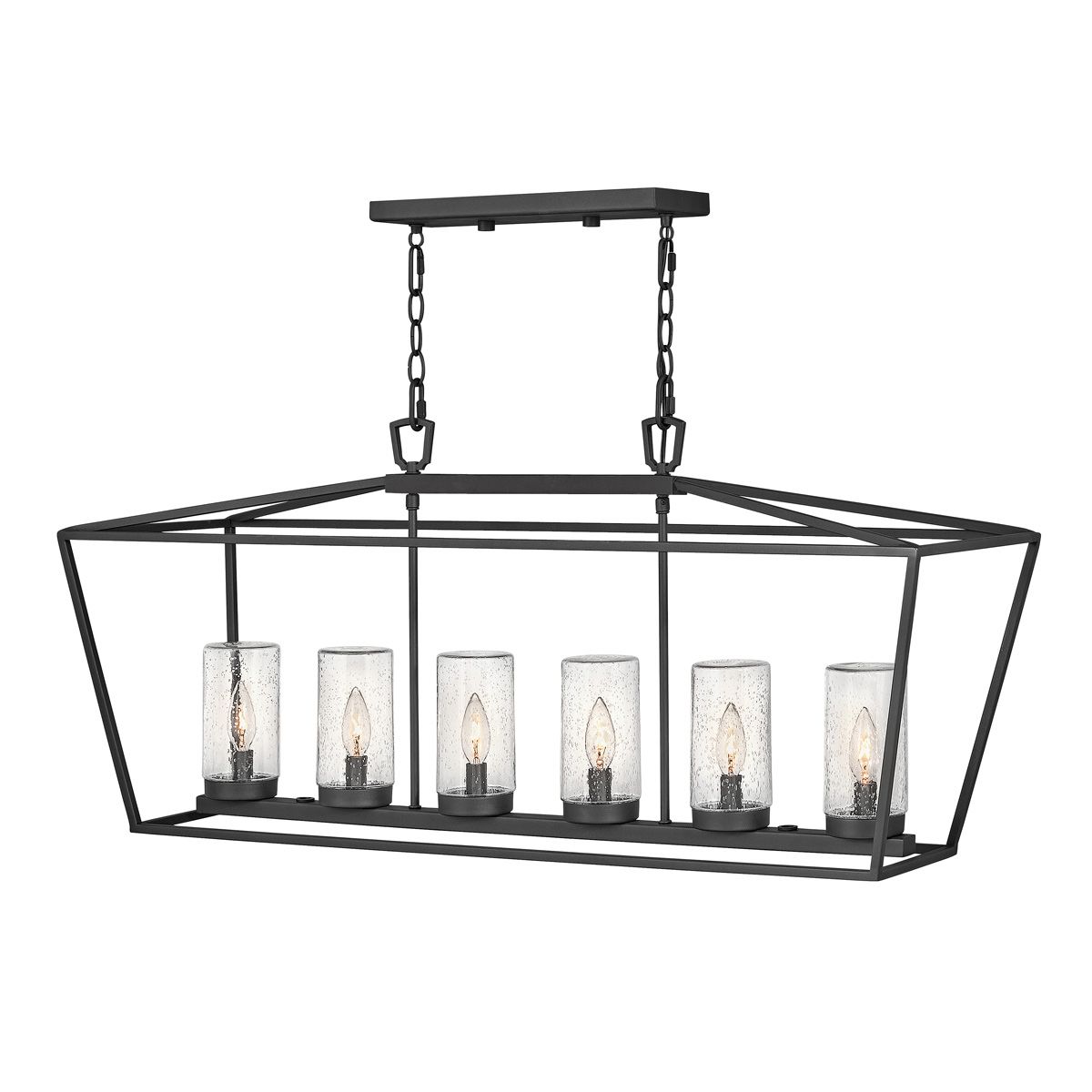 Alford Place 6 Light Pendant Museum Black & Clear - QN-ALFORD-PLACE-6P-MB