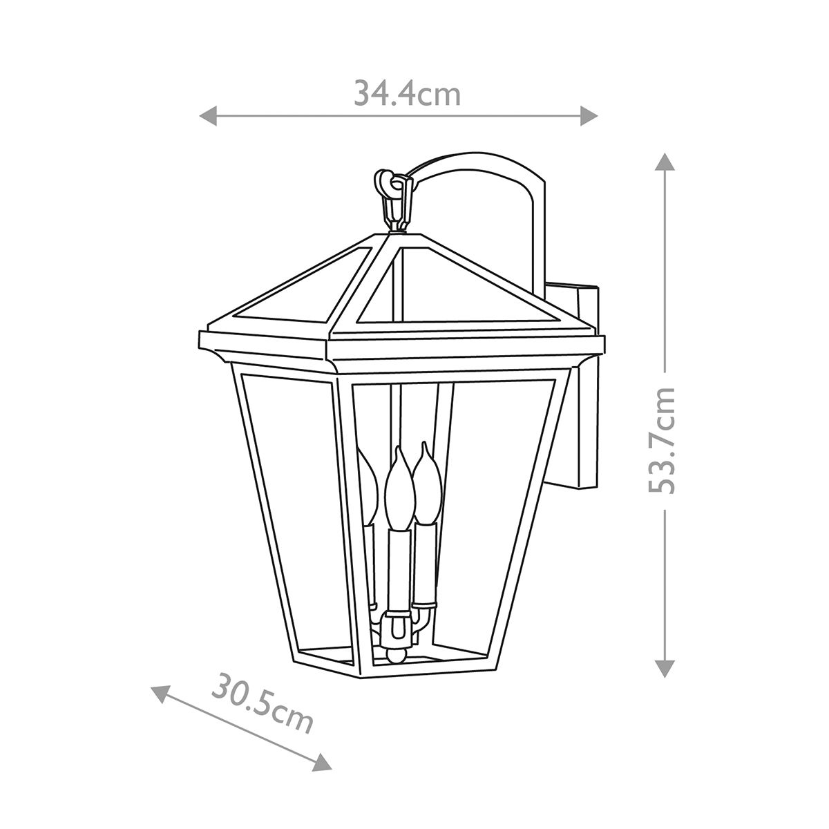 Alford Place Large 3 Light Wall Light Museum Black & Clear - QN-ALFORD-PLACE2-L-MB