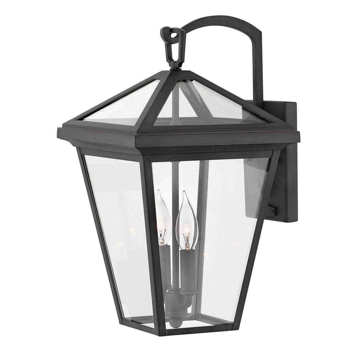 Alford Place Medium 2 Light Wall Light Museum Black & Clear - QN-ALFORD-PLACE2-M-MB