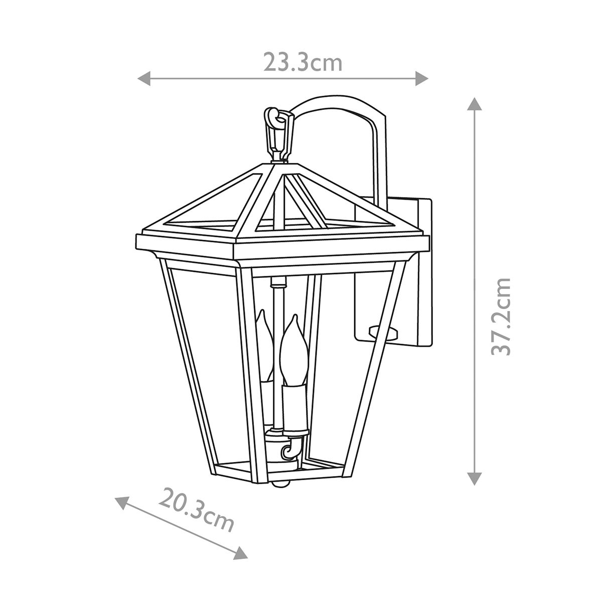 Alford Place Small 2 Light Wall Light Museum Black & Clear - QN-ALFORD-PLACE2-S-MB