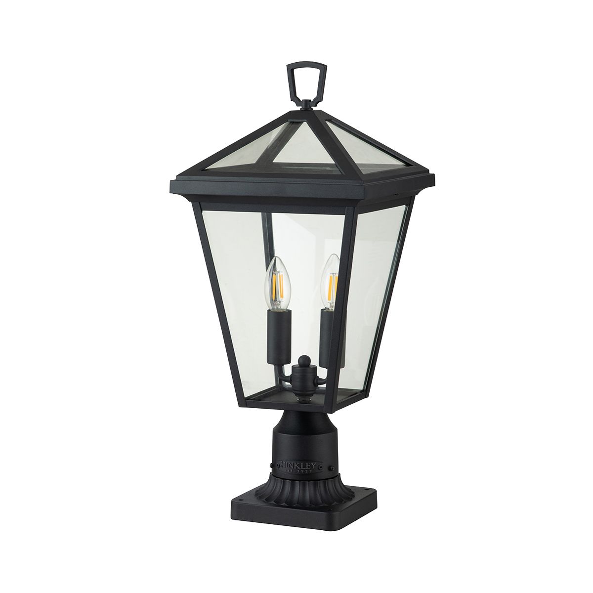 Alford Place 2 Light Pedestal Light Museum Black & Clear - QN-ALFORD-PLACE3-M-MB