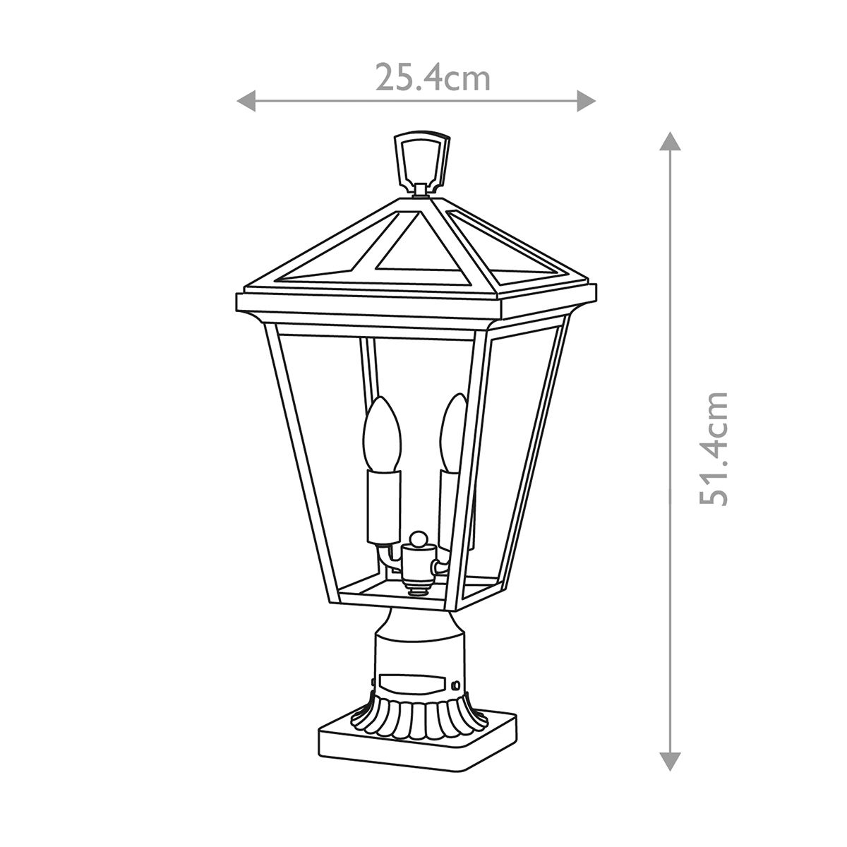 Alford Place 2 Light Pedestal Light Museum Black & Clear - QN-ALFORD-PLACE3-M-MB