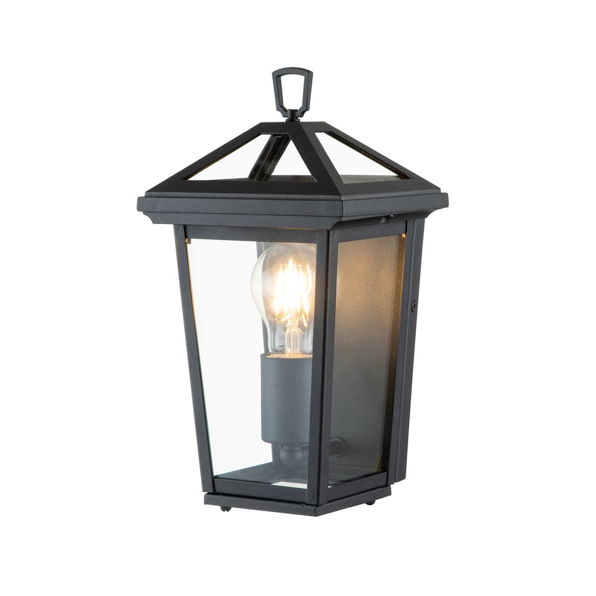 Alford Place 1 Light Half Lantern Museum Black & Clear - QN-ALFORD-PLACE7-S-MB