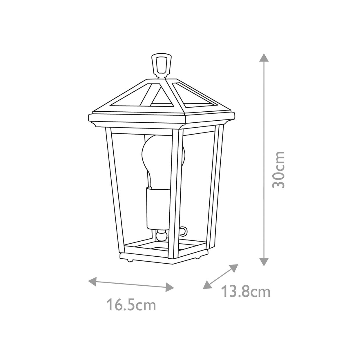 Alford Place 1 Light Half Lantern Museum Black & Clear - QN-ALFORD-PLACE7-S-MB