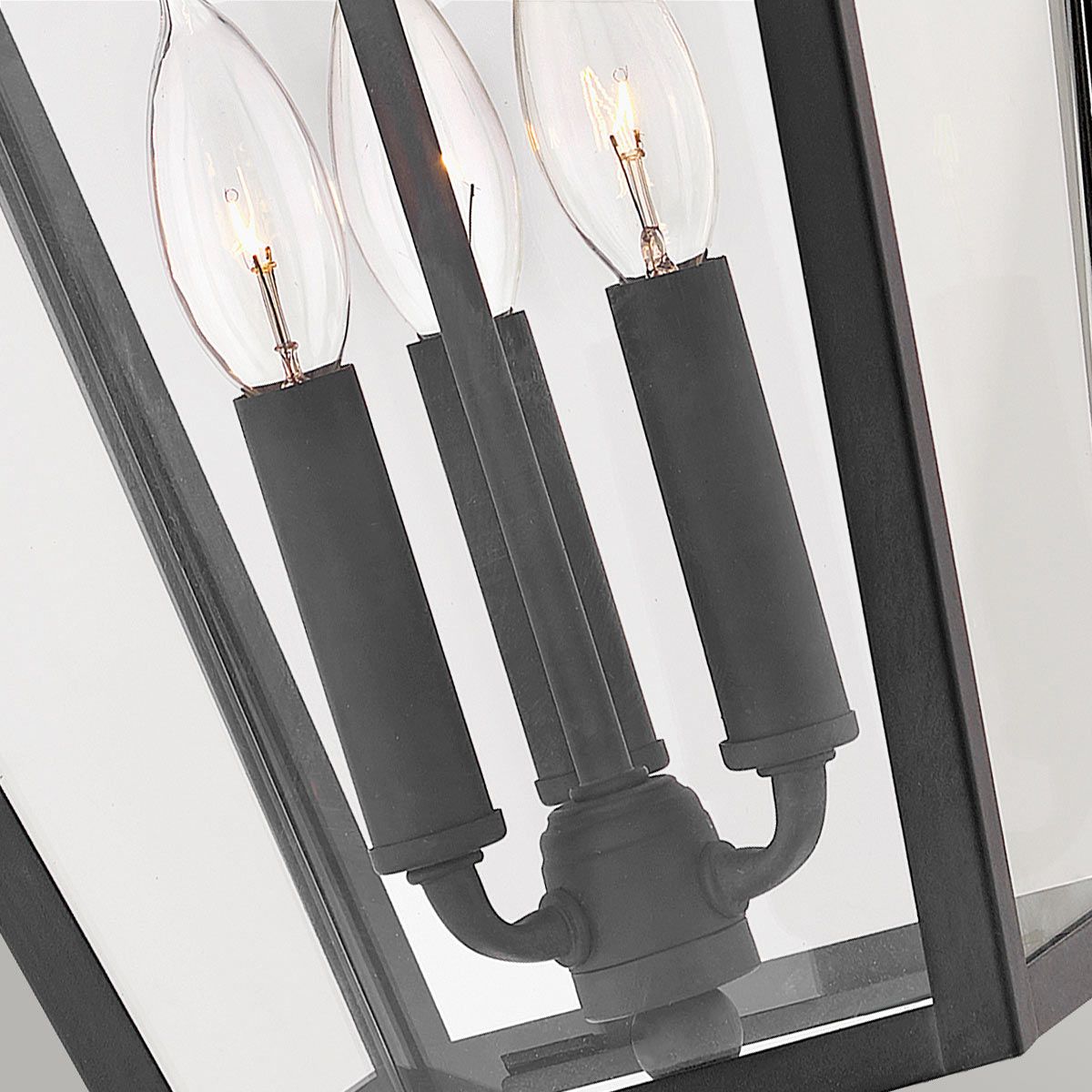 Alford Place Large 3 Light Pendant Museum Black & Clear - QN-ALFORD-PLACE8-L-MB