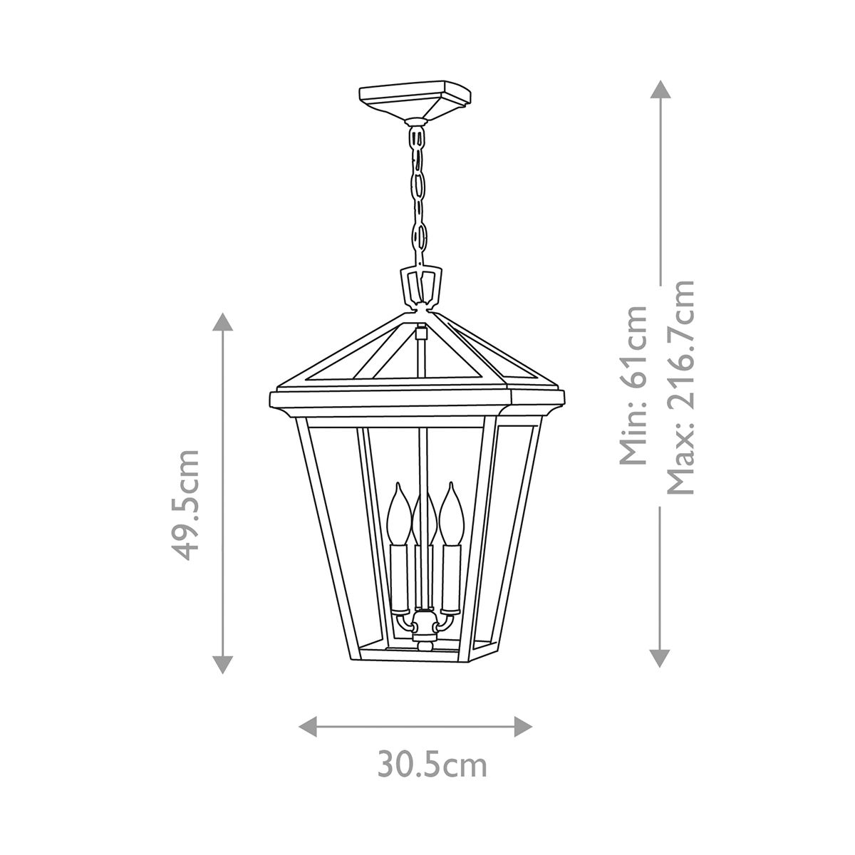 Alford Place Large 3 Light Pendant Museum Black & Clear - QN-ALFORD-PLACE8-L-MB